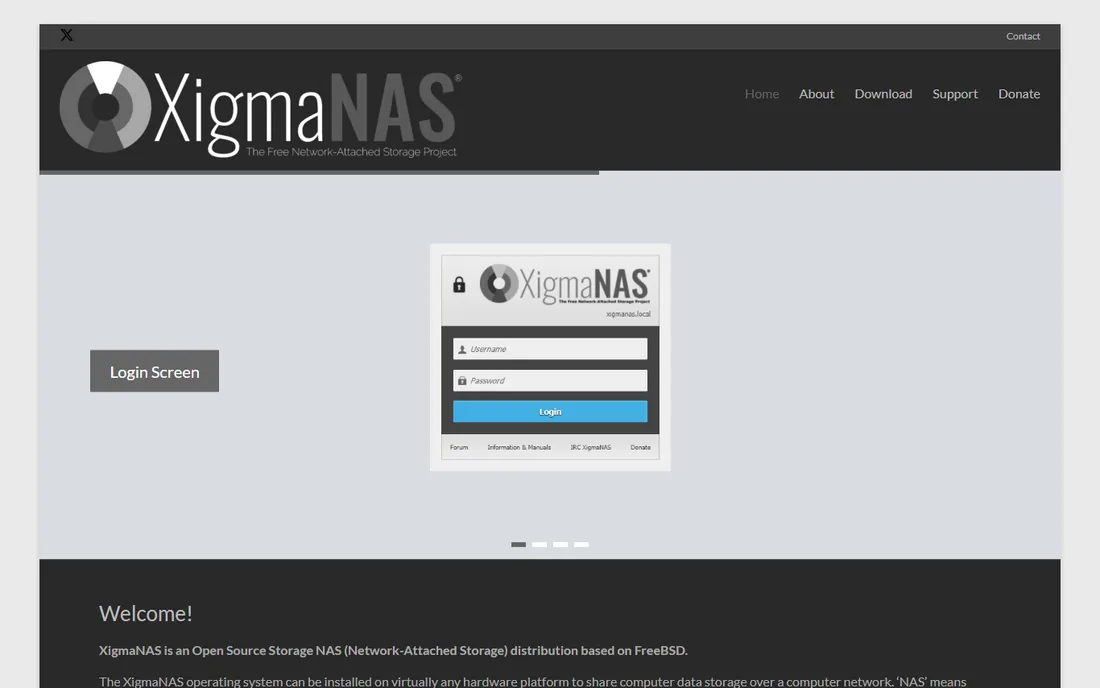 XigmaNAS homepage