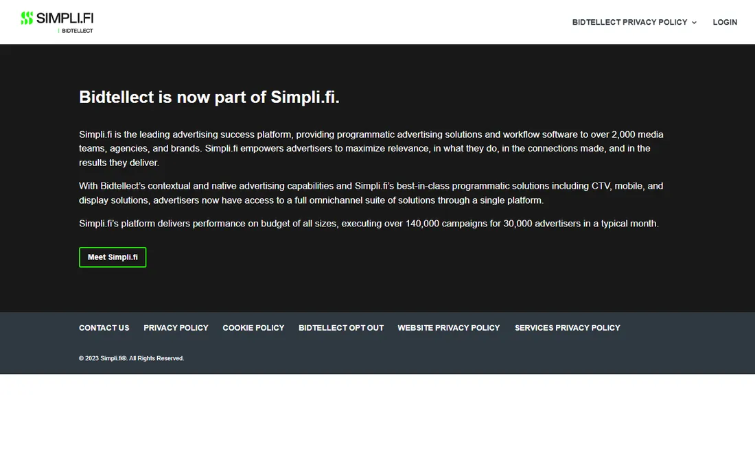 Bidtellect homepage