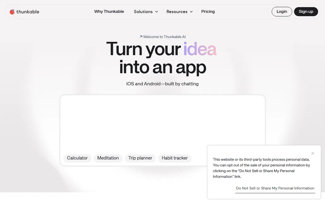 Thunkable homepage