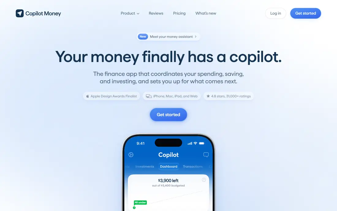 Copilot Money homepage