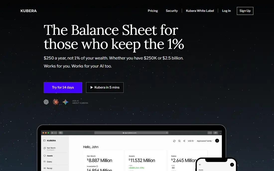 Kubera homepage