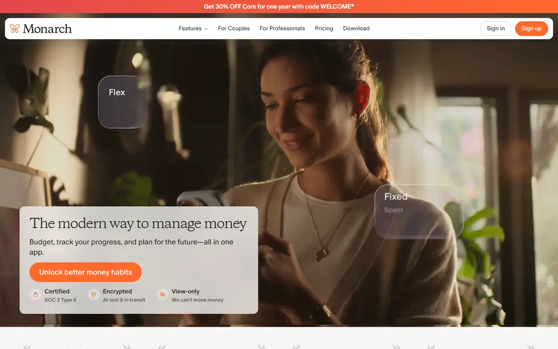 Monarch Money homepage
