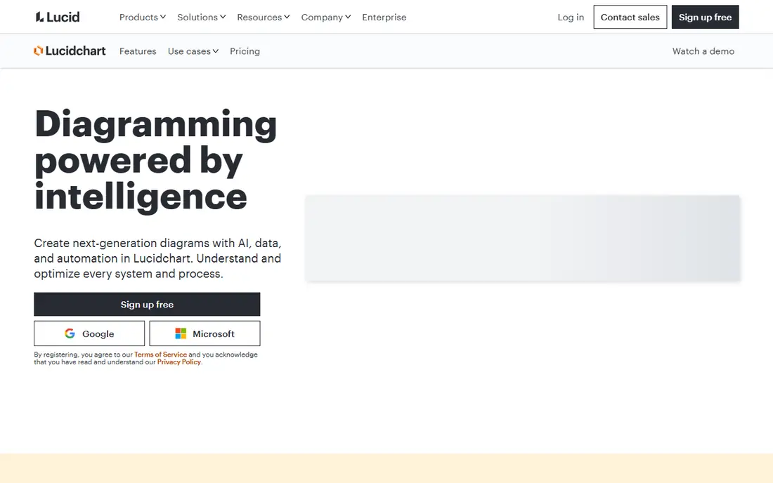 Lucidchart homepage
