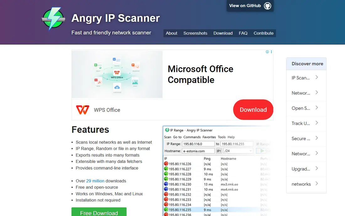 Angry IP Scanner homepage