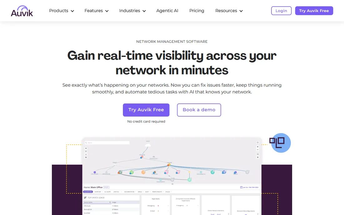 Auvik homepage