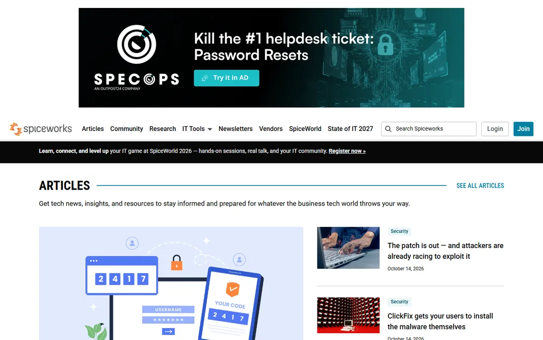 Spiceworks Inventory homepage