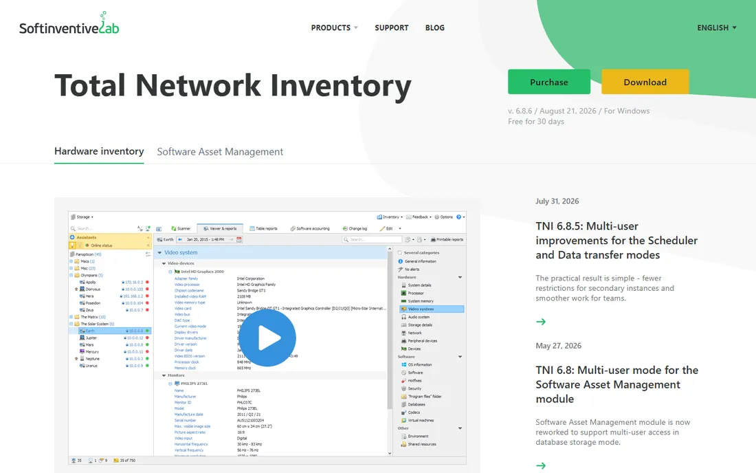 Total Network Inventory homepage
