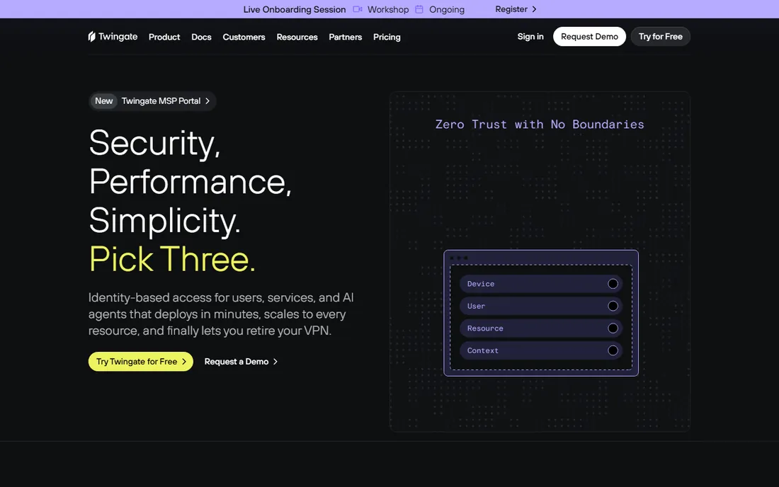 Twingate homepage