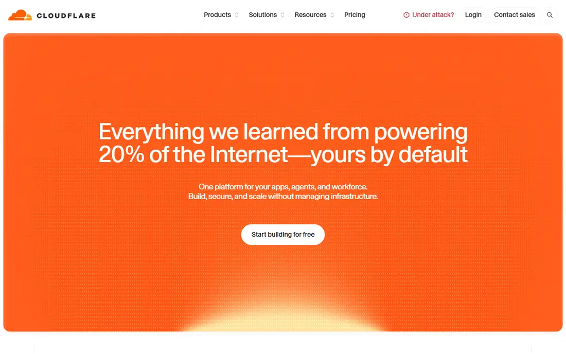 Cloudflare Zero Trust homepage