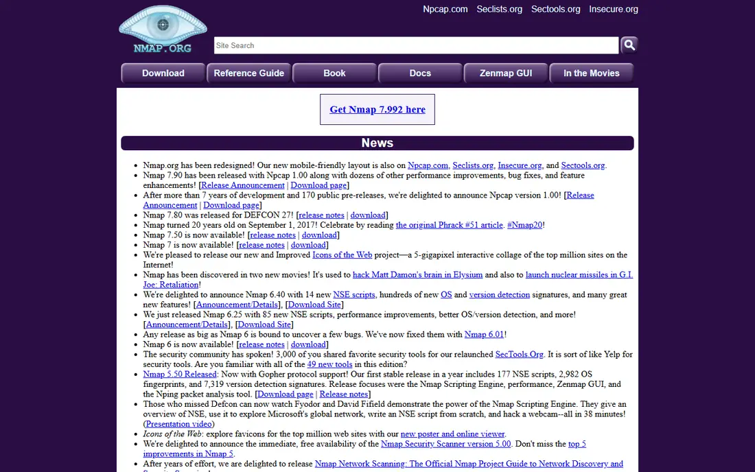 Nmap homepage