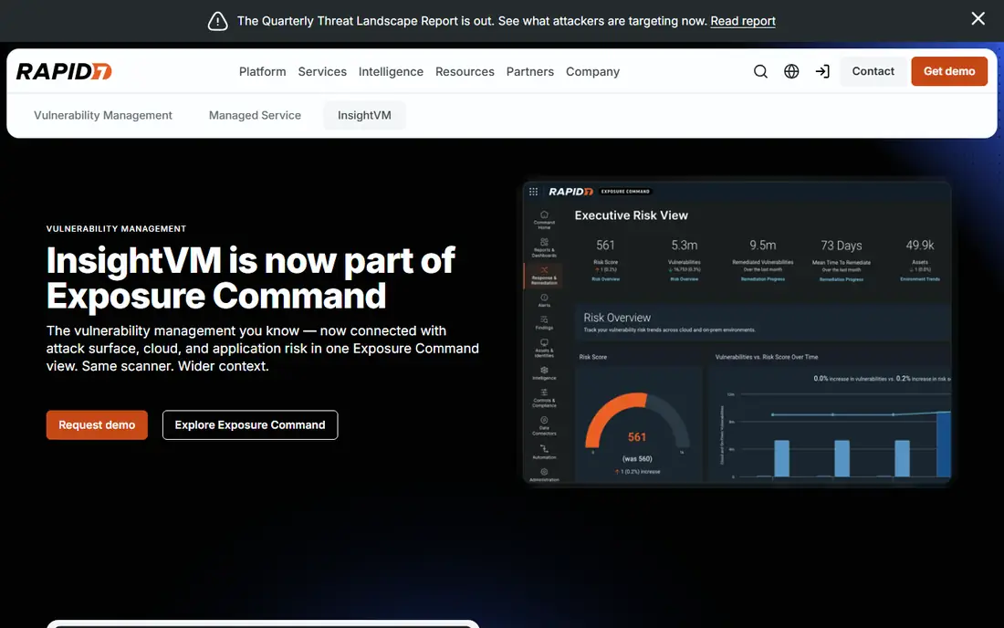 Rapid7 InsightVM homepage