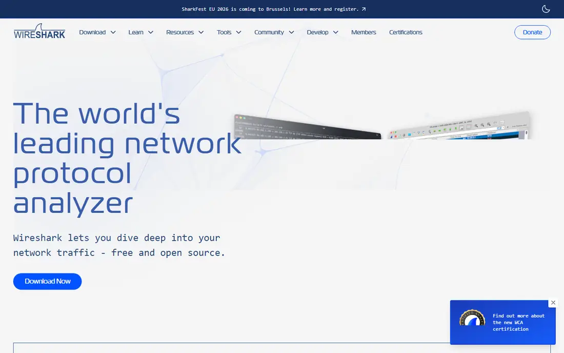 Wireshark homepage