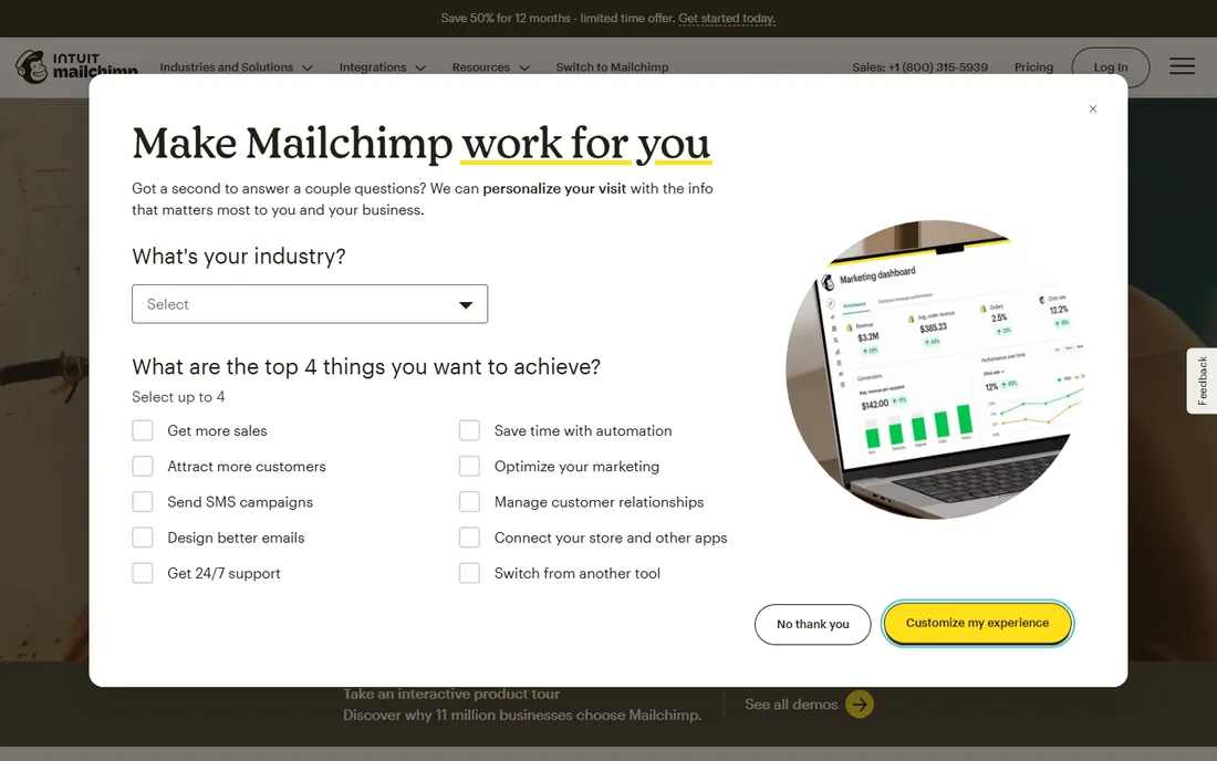 Mailchimp homepage