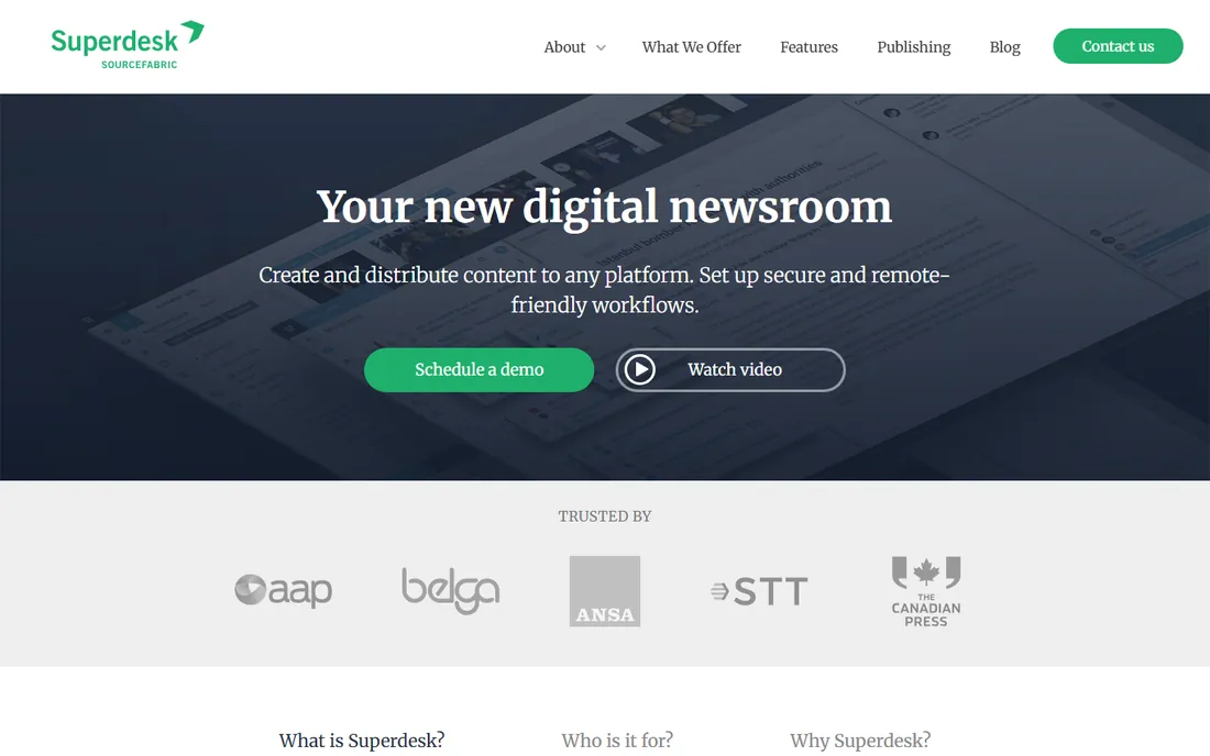 Superdesk homepage