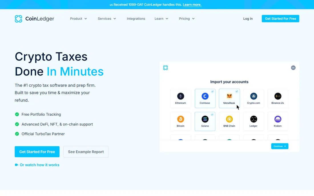 CoinLedger homepage