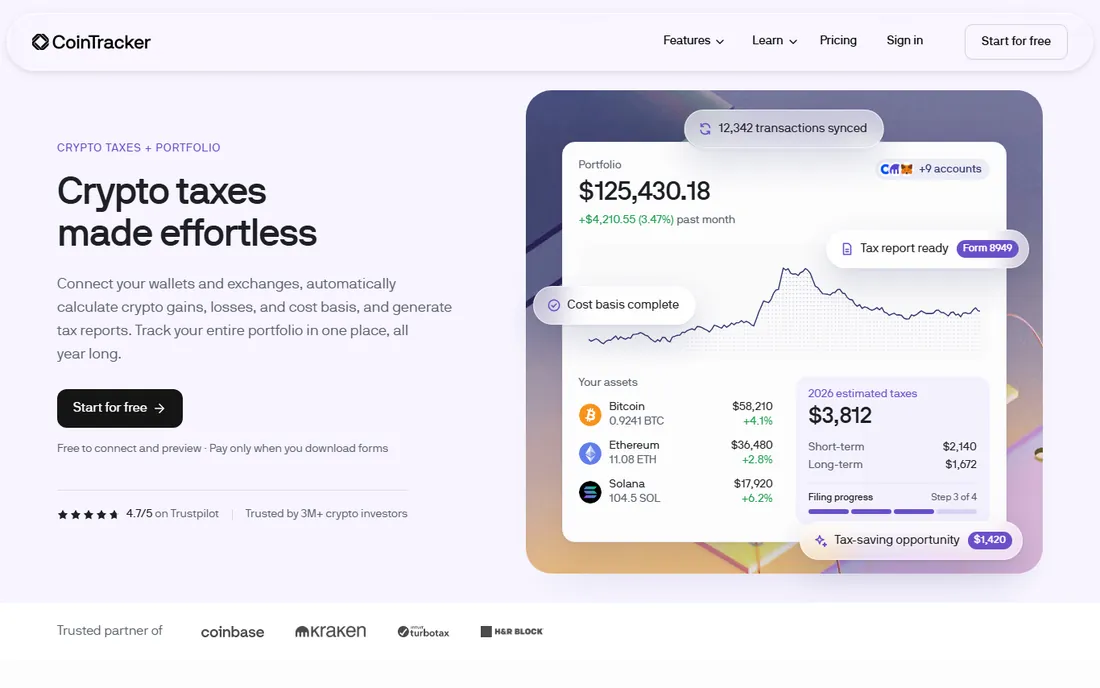 CoinTracker homepage