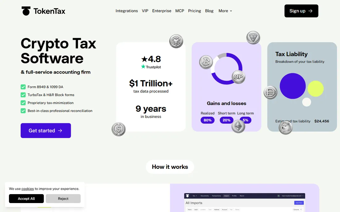 TokenTax homepage