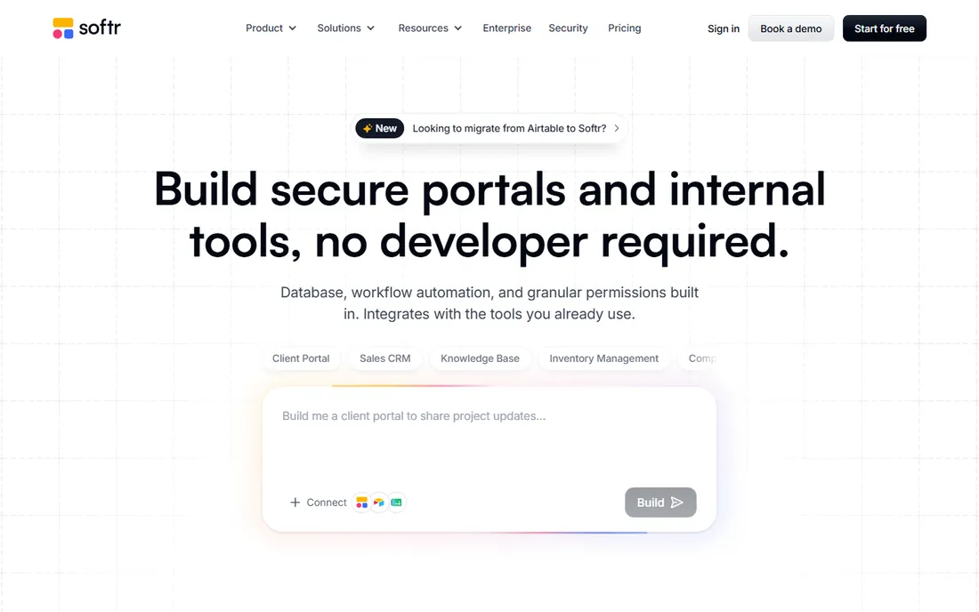 Softr homepage