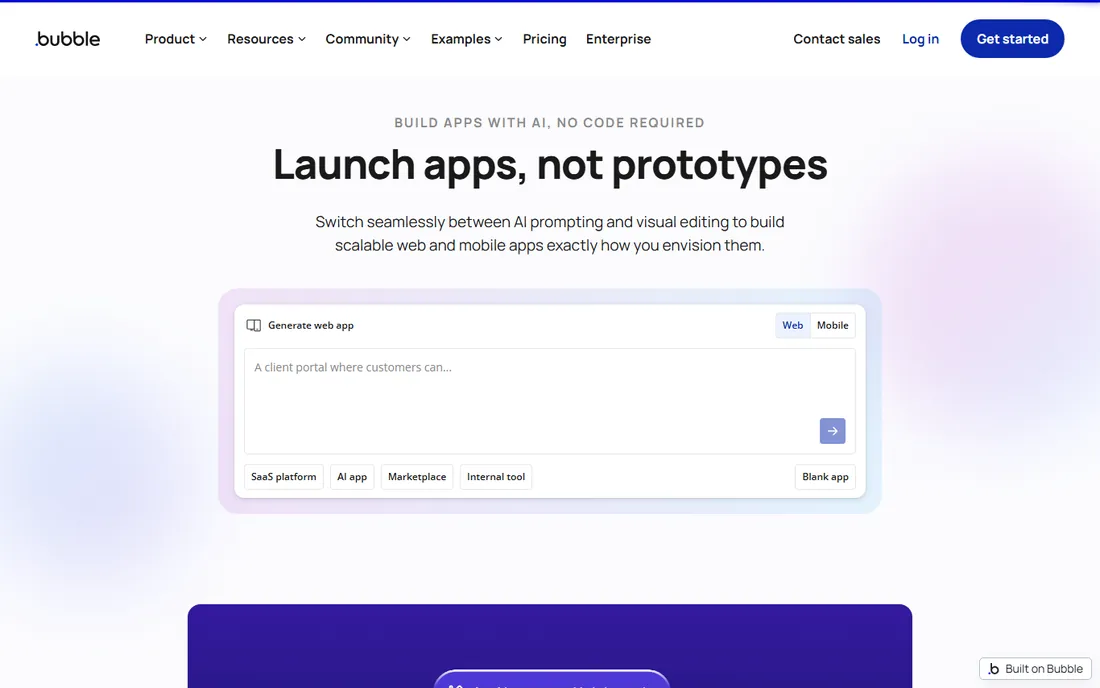 Bubble homepage