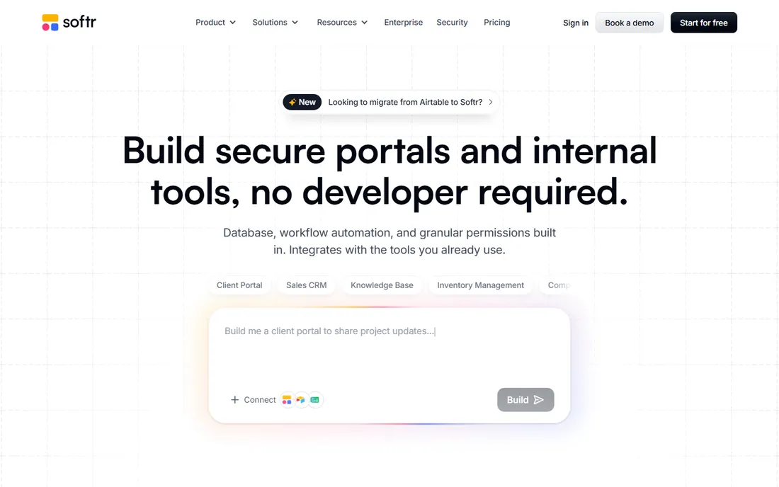 Softr homepage