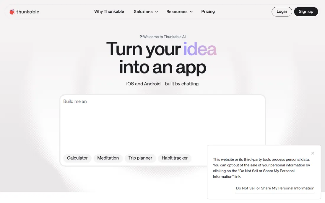 Thunkable homepage