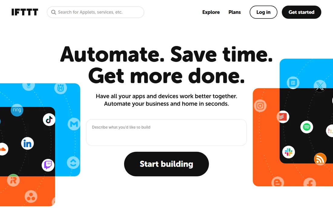 IFTTT homepage