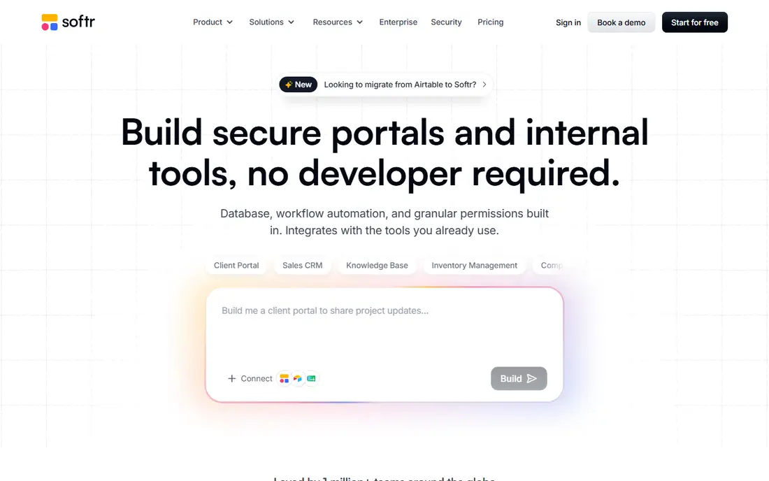 Softr homepage