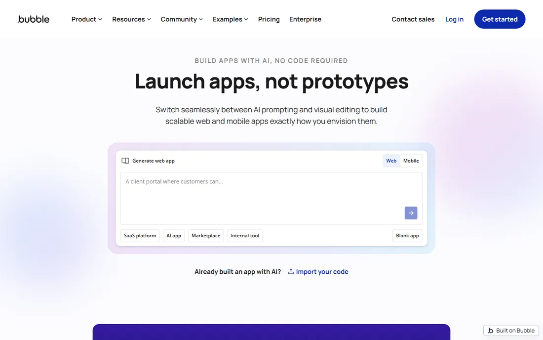 Bubble homepage
