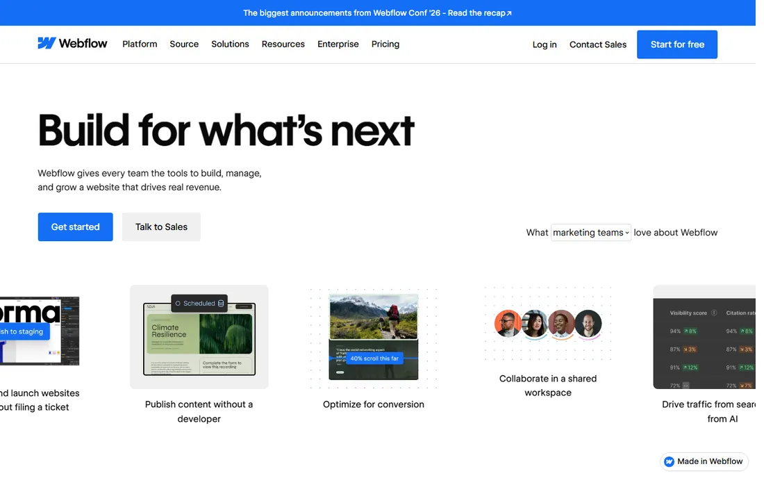 Webflow homepage