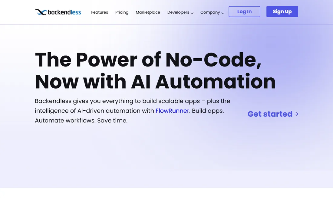 Backendless homepage