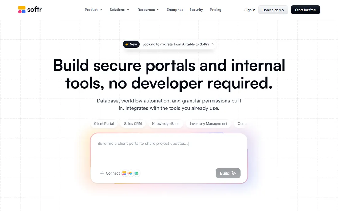 Softr homepage