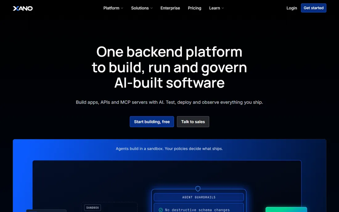 Xano homepage