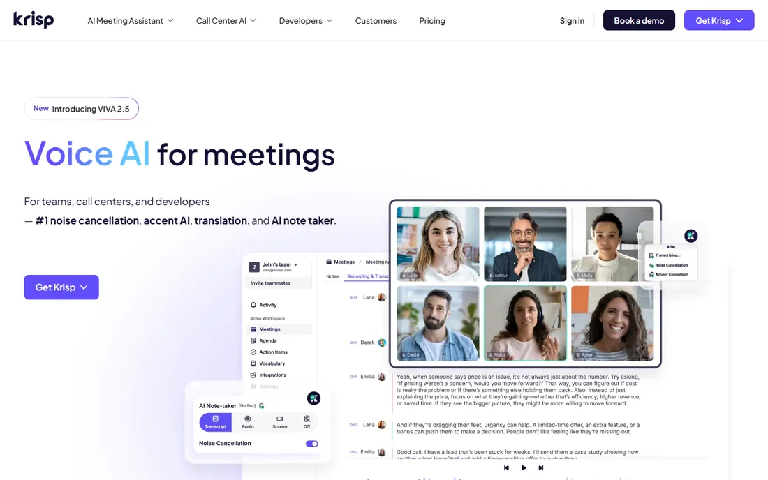 Krisp homepage