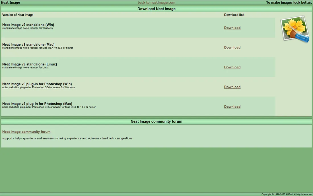 Neat Image homepage