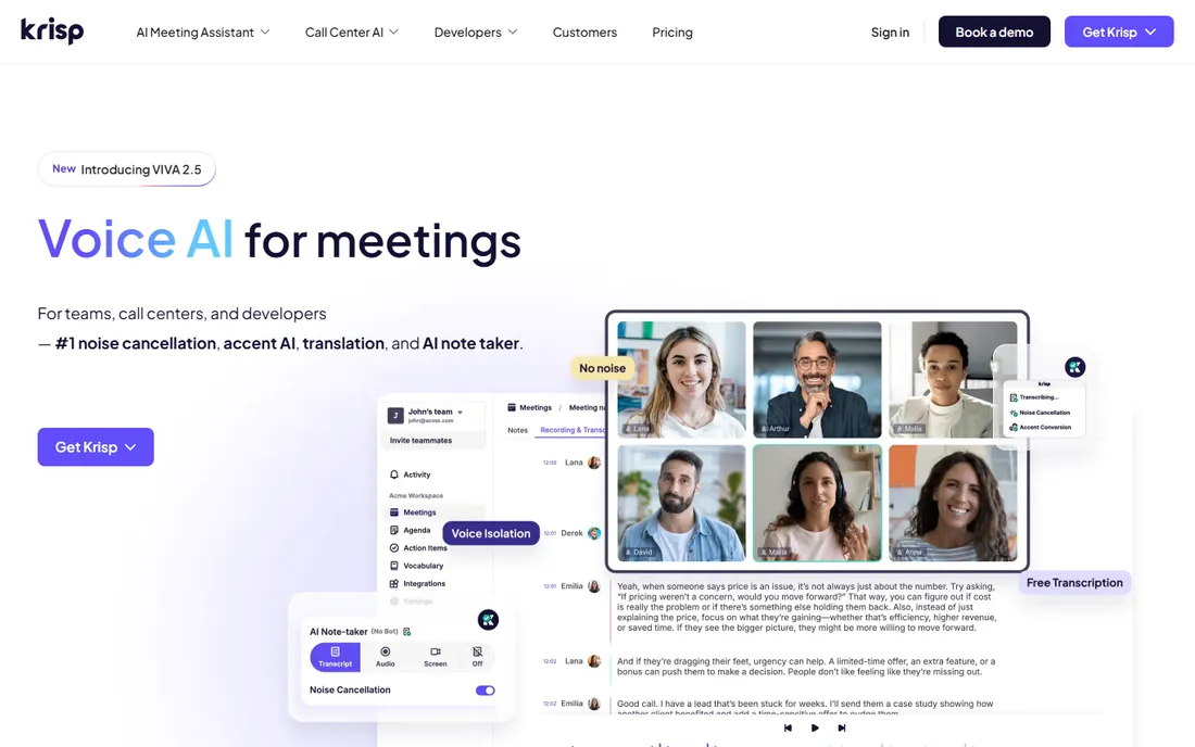 Krisp homepage