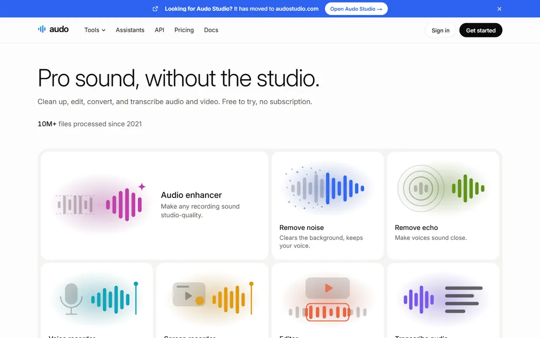 Audo Studio homepage