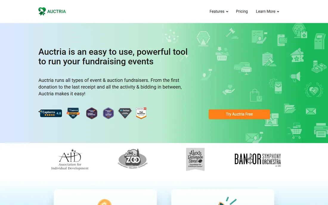 Auctria homepage