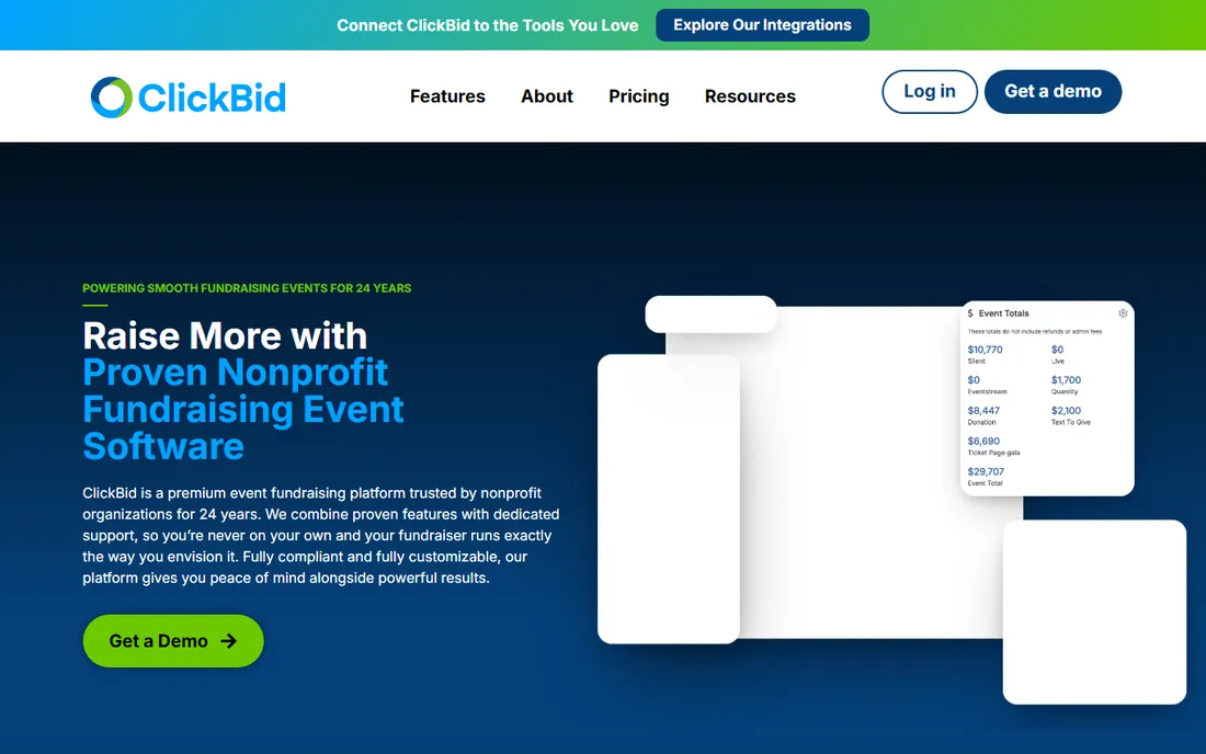 ClickBid homepage