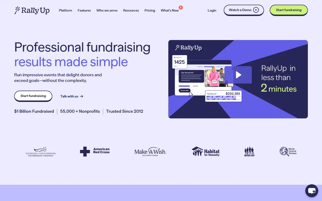 RallyUp homepage