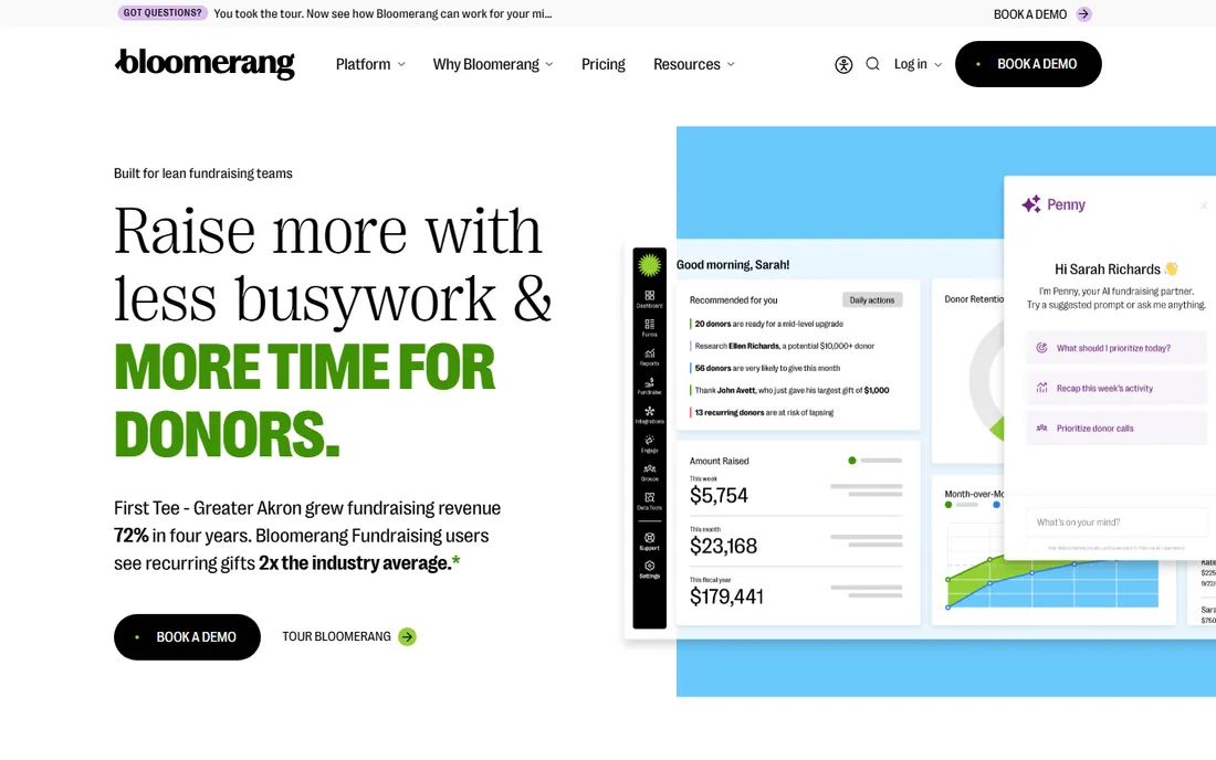 Bloomerang homepage
