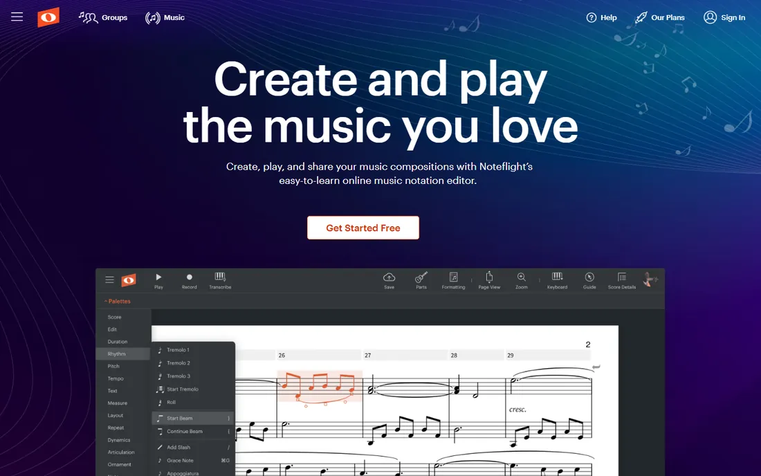 Noteflight homepage