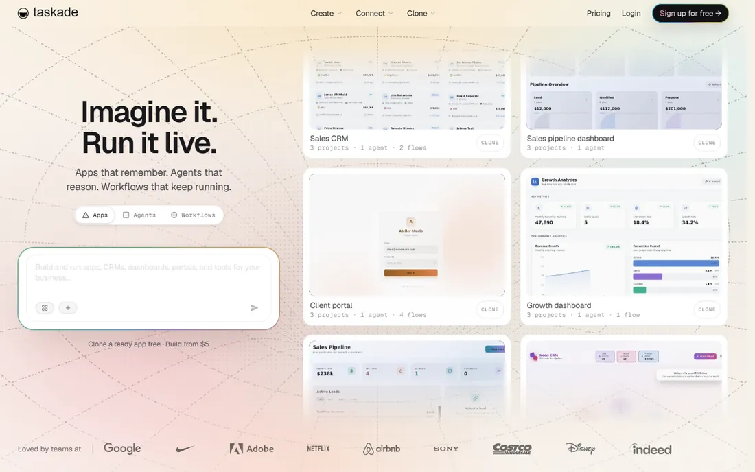 Taskade homepage