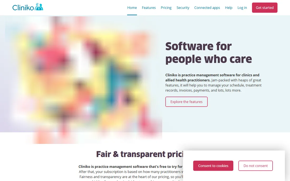 Cliniko homepage
