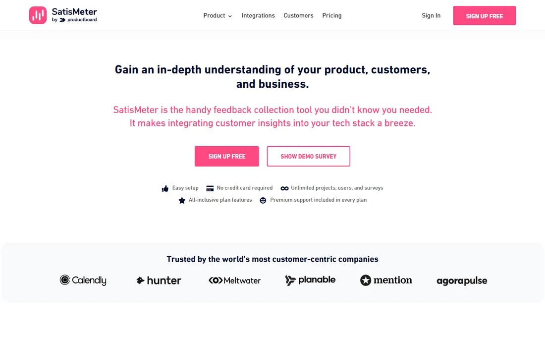 SatisMeter homepage