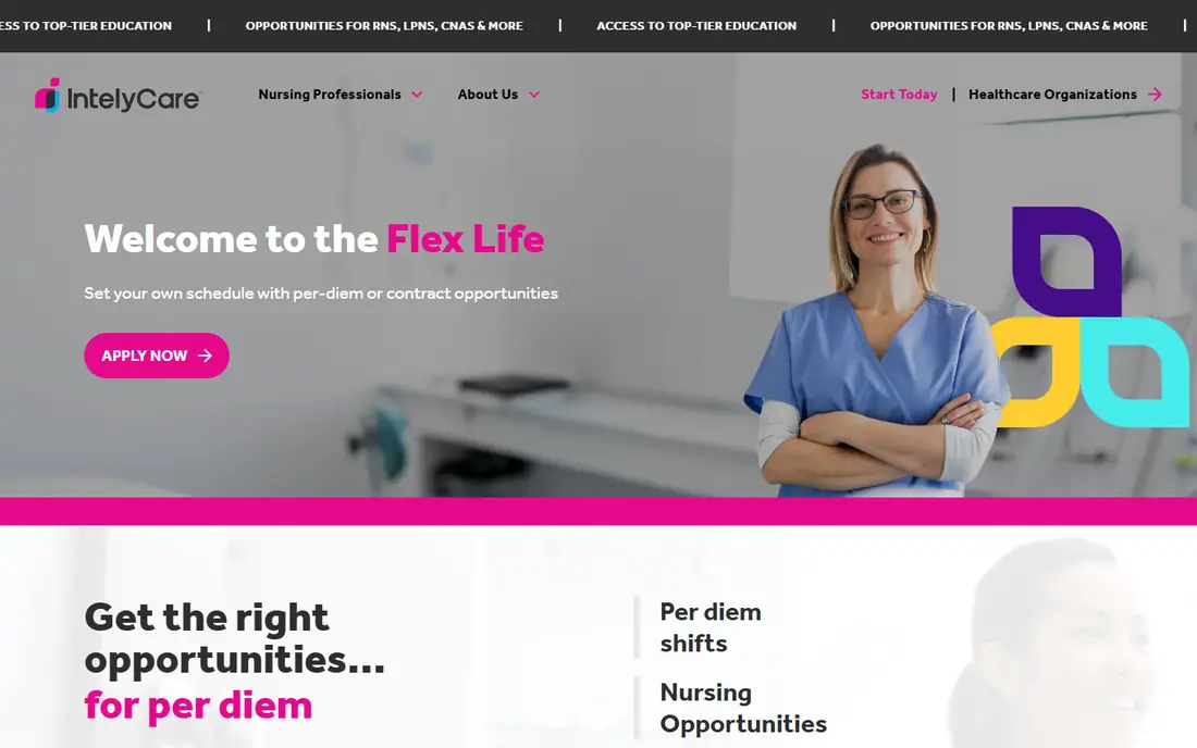 IntelyCare homepage