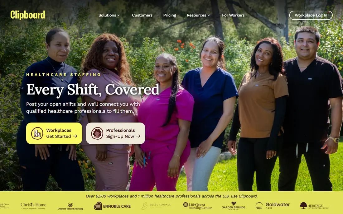 Clipboard Health homepage