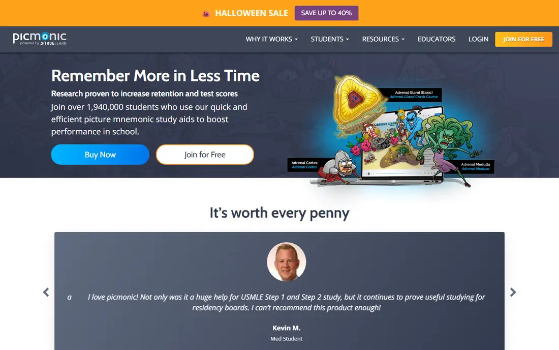 Picmonic homepage