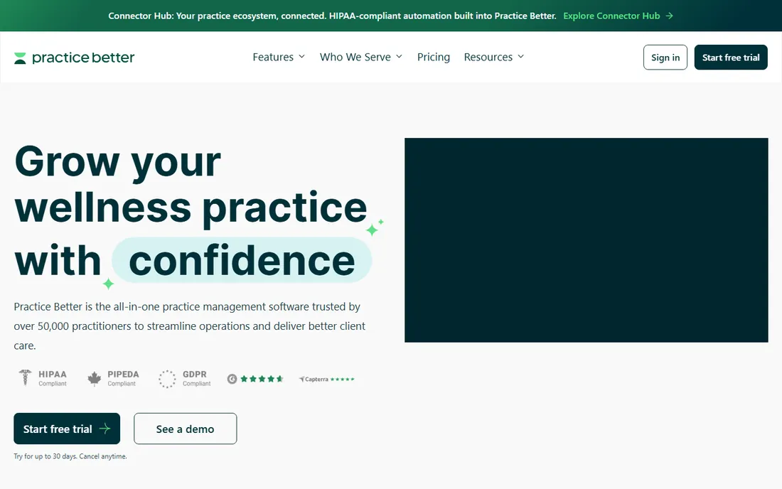 Practice Better homepage