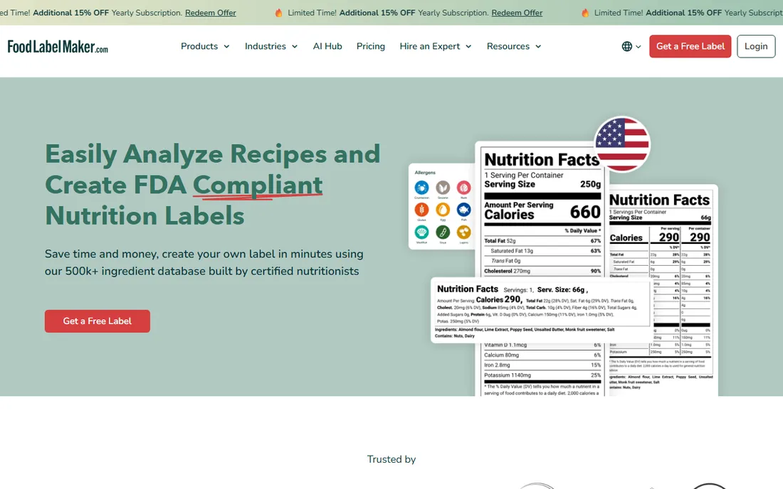 Food Label Maker homepage