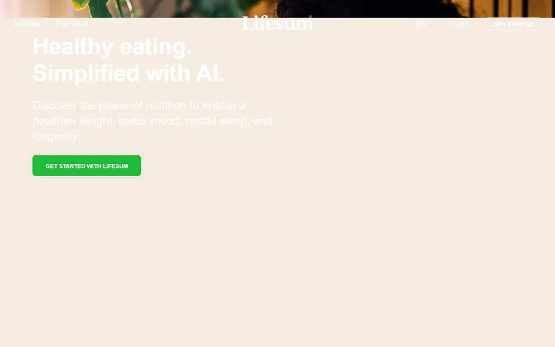 Lifesum homepage